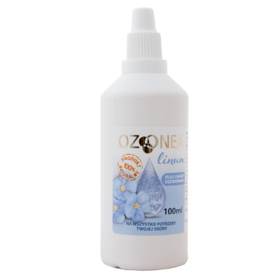 OZONEA linum Ozonowany olej lniany 100 ml zakraplacz, gojenie skóry AZS, łuszczyca, egzema