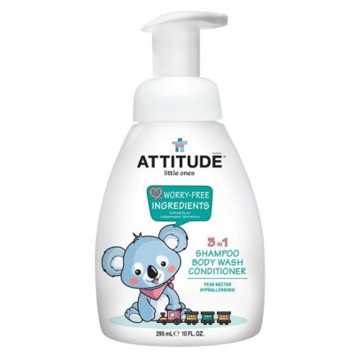 Attitude, 3 w 1 dla dzieci płyn do mycia szampon odżywka Gruszkowy Nektar (Pear Nectar) 300 ml
