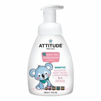 Attitude, 3 w 1 płyn dla dzieci do mycia szampon odżywka bezzapachowy (fragrance free) 300 ml