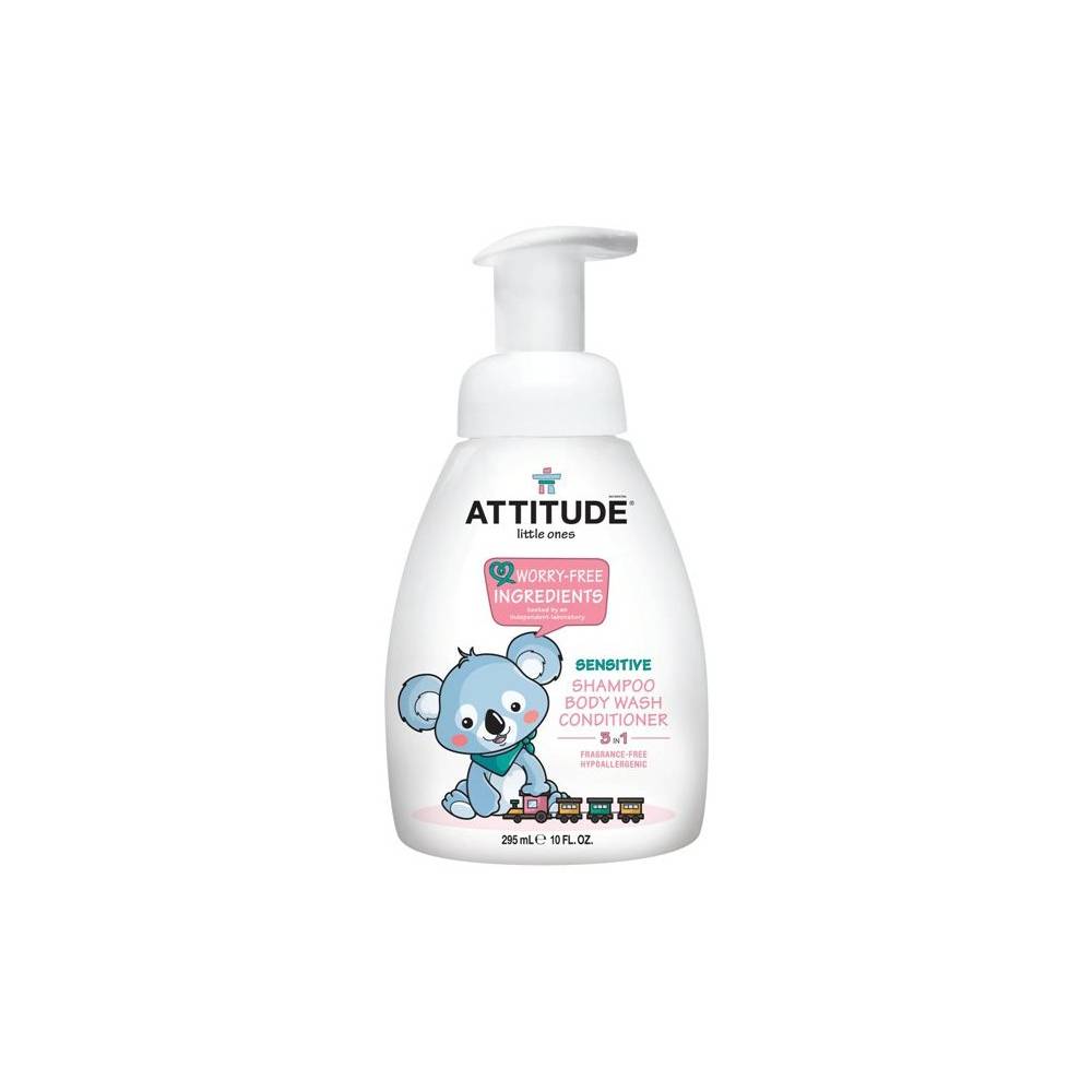 3 w 1 płyn dla dzieci do mycia szampon odżywka bezzapachowy (fragrance free) 300 ml- Attitude